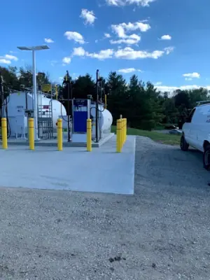 Wide view of the finished fueling area and surrounding access surface.