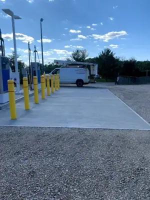 Wide view of the finished fueling area and surrounding access surface.