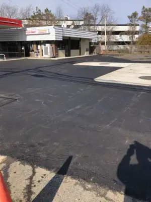 New asphalt forecourt in front of the station building.