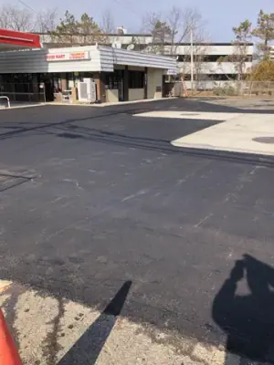 New asphalt forecourt in front of the station building.
